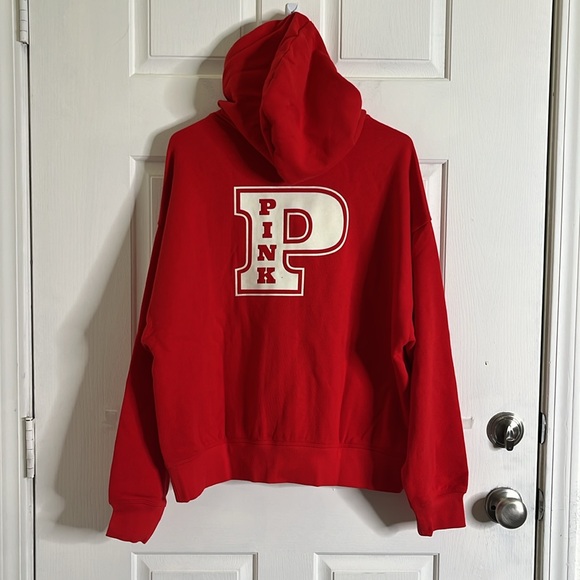 PINK IVY FLEECE CAMPUS FULL-ZIP HOODIE WOMEN'S  MEDIUM RELAXED FIT  RED NEW - Picture 11 of 14